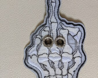 Roller Skate Shoe Patch Laces accessories Middle Finger Skeleton Flip the Bird - reinforced eyelets!