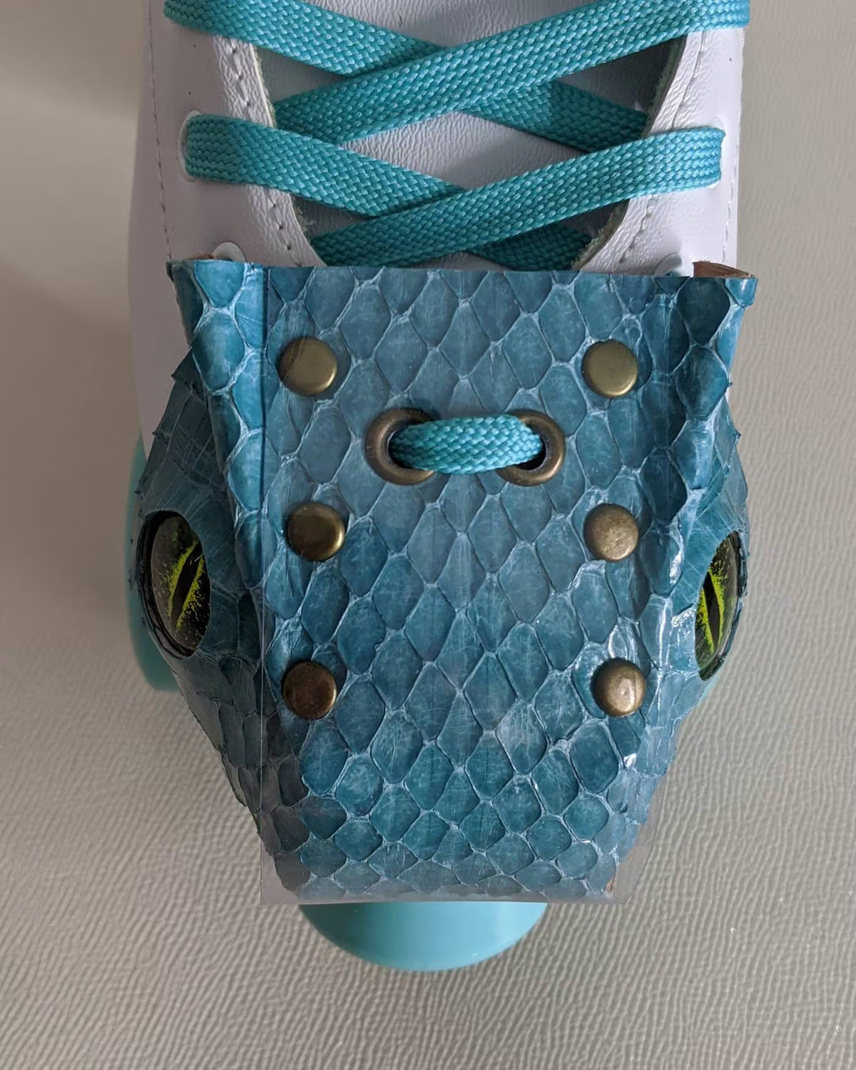 Thick leather -REAL Snake skin toe guards roller skate, dragon eye, evil eye