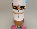 Real leather REINFORCED Roller Skates Toe cap cover guard- Hair on Cow Hide, Leopard Print - Spikes Gold