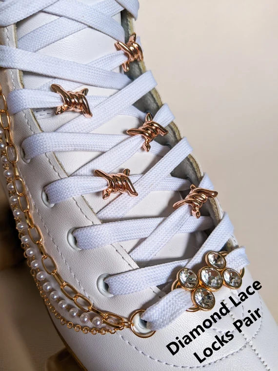 Metal Barbwire Dubraes - NEW COLOURS! Gold, Silver, Rose Gold, Oil Slick, Black: Barbed Wire Charm Roller skate Sneaker lace Accessories