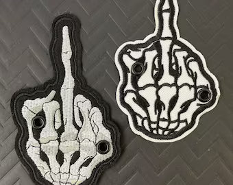 Roller Skate Shoe Patch Laces accessories Middle Finger Skeleton Flip the Bird - reinforced eyelets!