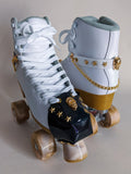 THICK Roller Skates Toe cap cover guard- Black, White high gloss Vinyl, Skull
