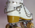 Roller Skate harness carry leash Black vegan croc print silver studs -FREE SHIPPING