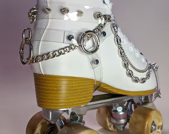 Roller Skate harness carry leash Black vegan croc print silver studs -FREE SHIPPING