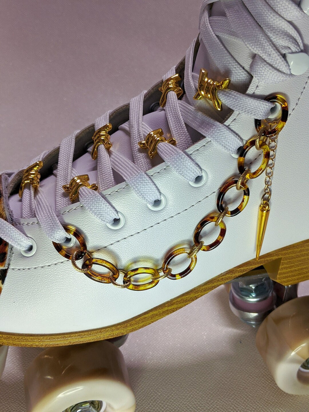 Strap Chain Spikes - Leopard Print Chunky Chain - Harness Charm - Roller skate accessories