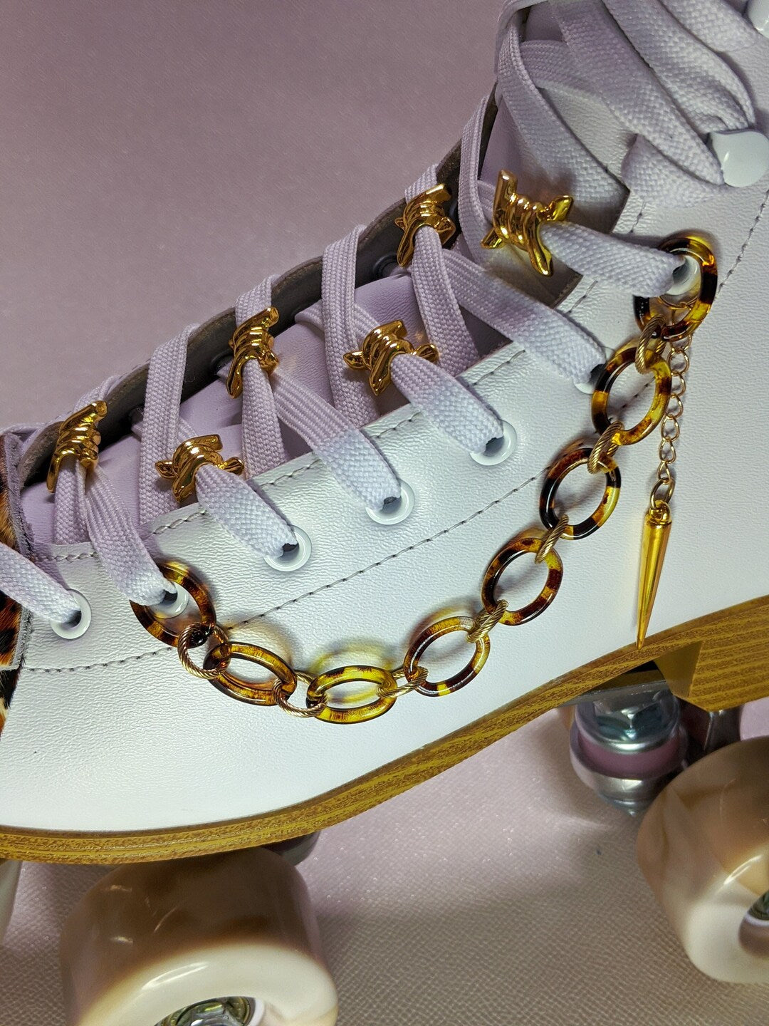 Strap Chain Spikes - Leopard Print Chunky Chain - Harness Charm - Roller skate accessories
