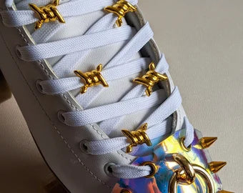 Metal Barbwire Dubraes - NEW COLOURS! Gold, Silver, Rose Gold, Oil Slick, Black: Barbed Wire Charm Roller skate Sneaker lace Accessories