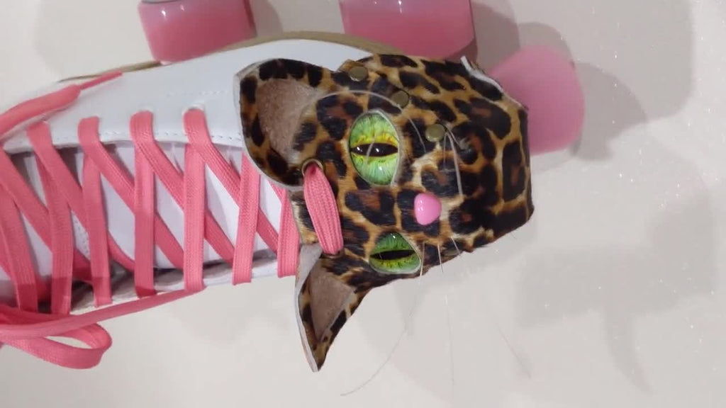 Cat Leopard Bengal Savannah; Thick leather toe guards cover cap- Roller Skating - Evil eye