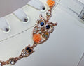 Gold chain with owl rhinestones - Harness strap accessory for sneakers, skates, shoes, doc martens