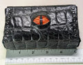 Handmade Leather Eye Tarot Card Holder Case Bag - glow in the dark croc black thick leather. Tarot deck box.