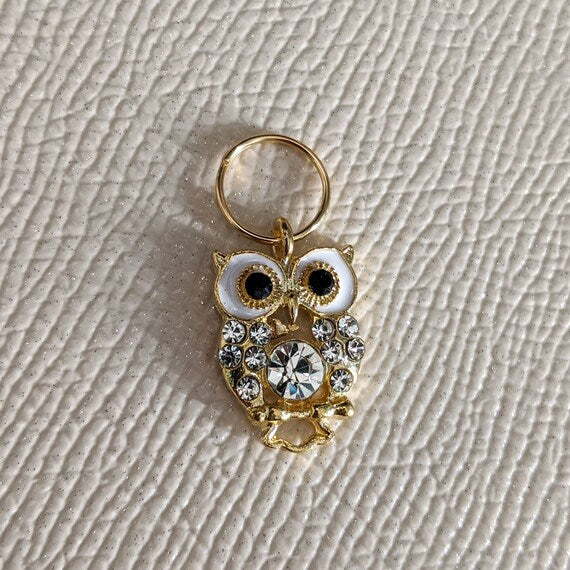 Roller Skate shoe lace accessories diamond Glass Crystal shiny: Gold Owl with diamond rhinestone - shoelace Charm