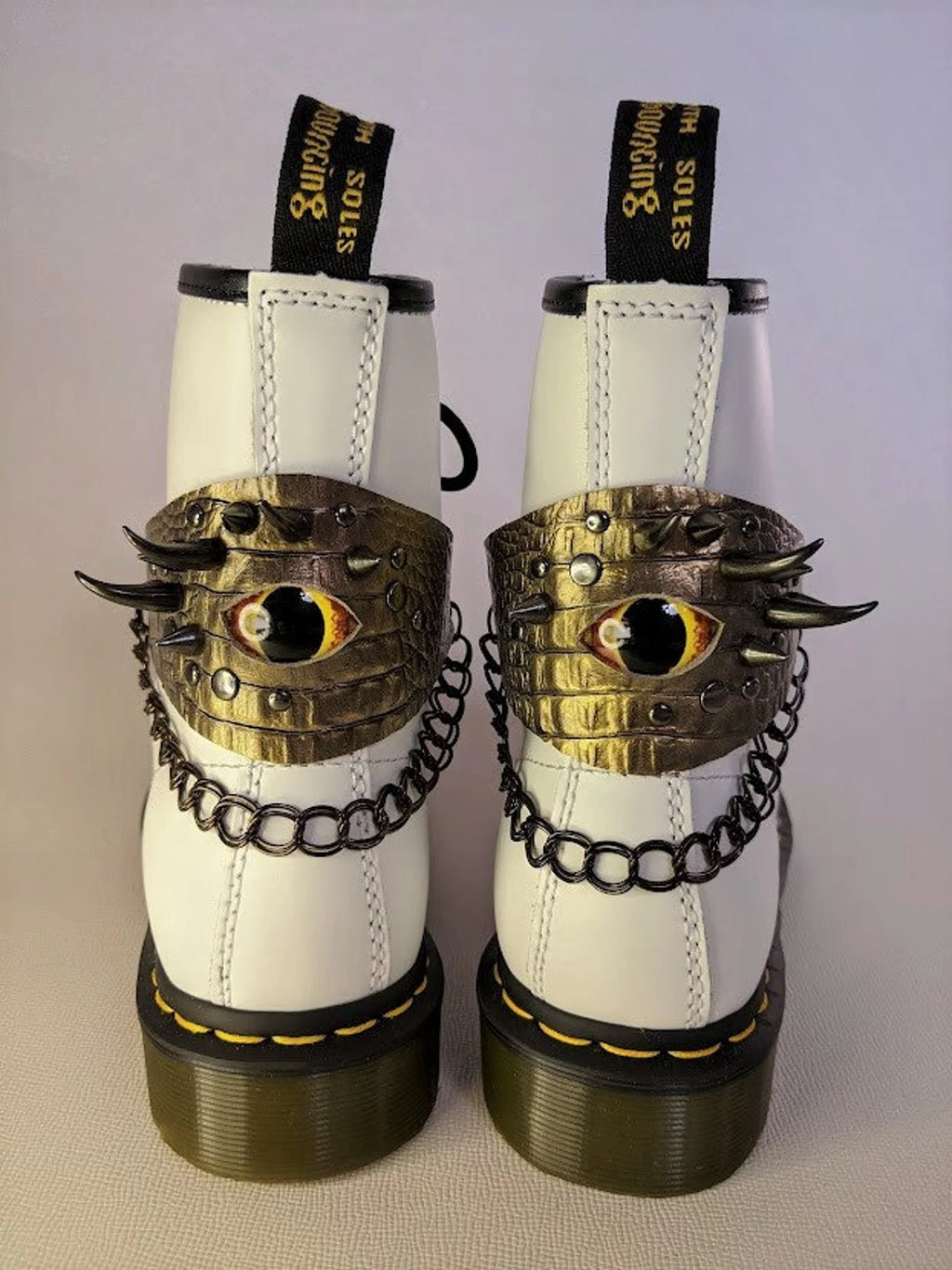 Thick LEATHER Dragon eye harness - Evil eye chain strap, Toe guards Roller skate, Shoe accessory
